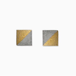 Gold Square Concrete Earrings - structur jewelry co.