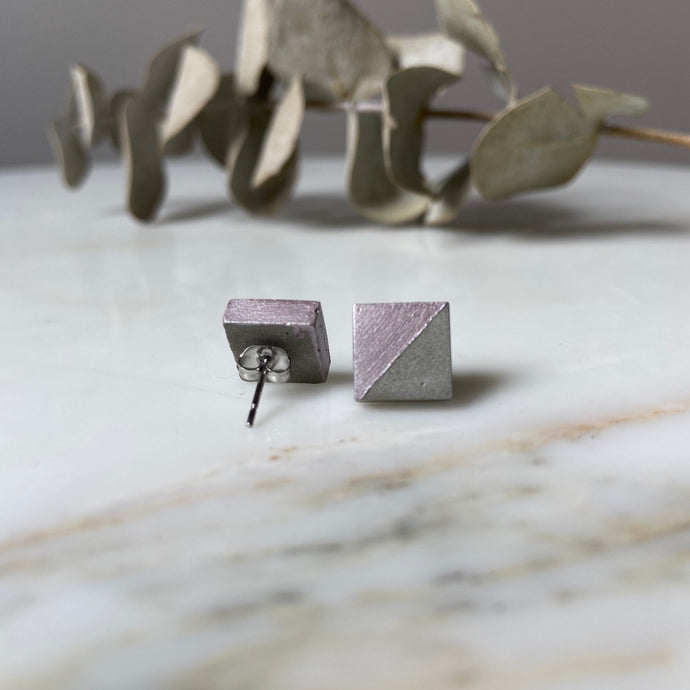 Rose Chrome Square Concrete Earrings - structur jewelry co.