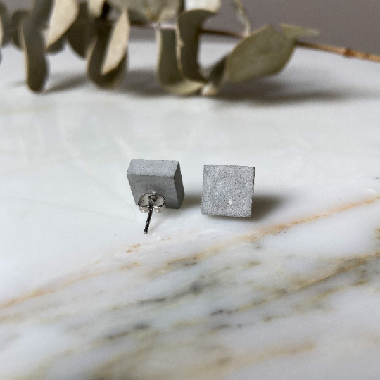 Raw Square Concrete Earrings - structur jewelry co.