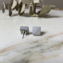 Load image into Gallery viewer, Silver Square Concrete Earrings - structur jewelry co.