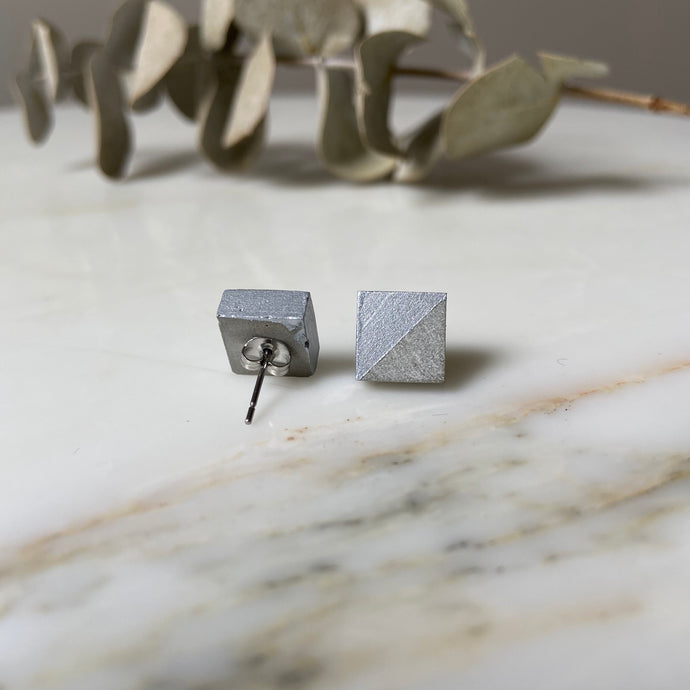 Silver Square Concrete Earrings - structur jewelry co.