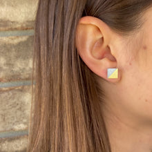 Load image into Gallery viewer, Gold Square Concrete Earrings - structur jewelry co.